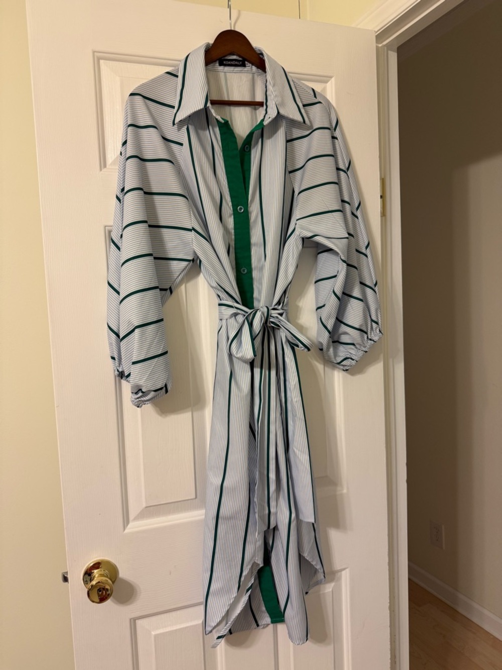Striped Tie-Waist button up Dress